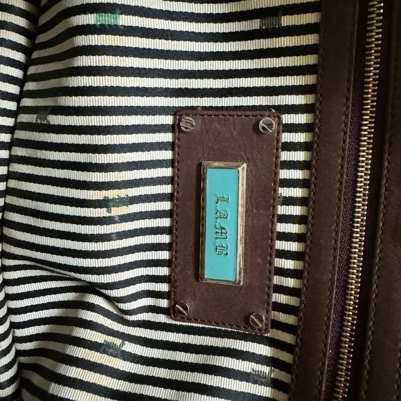 L.A.M.B. By Gwen Stefani Holloway Satchel Bag Style 2207 Brown w Gold Hardware - Picture 10 of 12